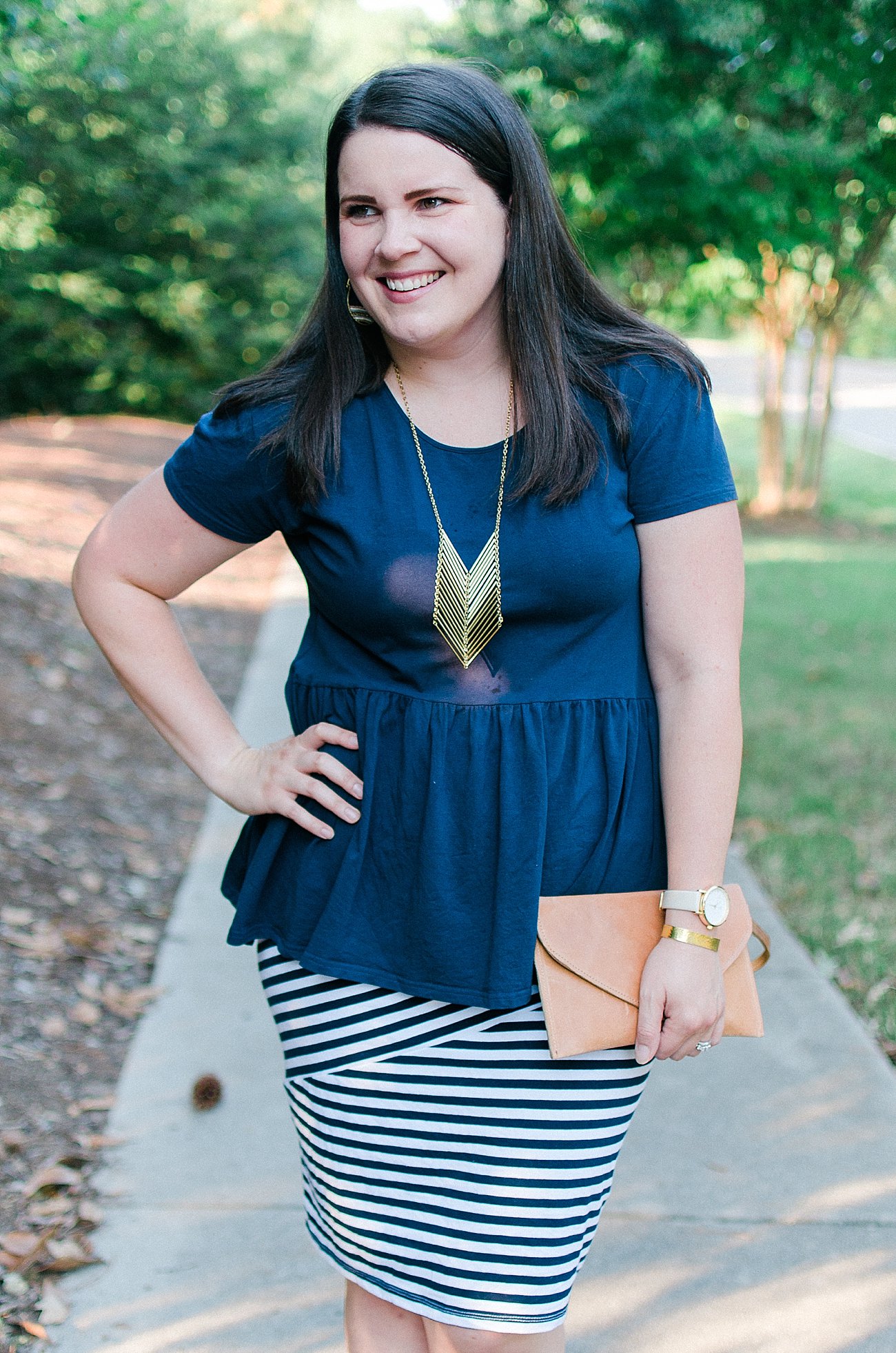 How to Style a Striped Pencil Skirt - GeekChicFashion striped pencil skirt, Elegantees top, Purpose jewelry - ethical fashion blogger (8)